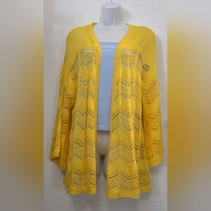 Joseph A Yellow Open-Knit Cardigan XL